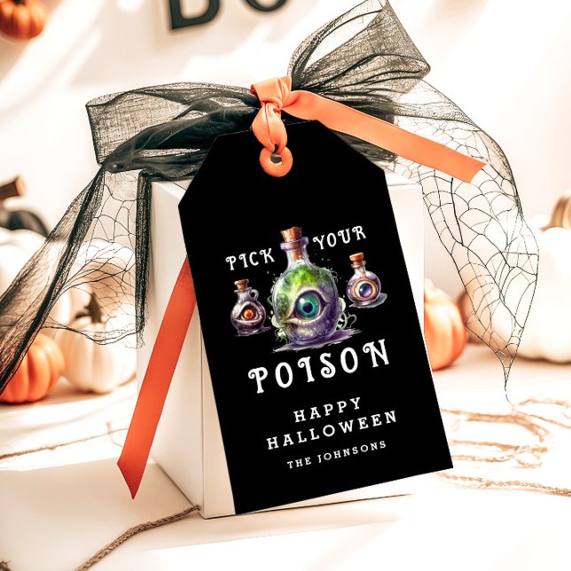 Pick your Poison Halloween Cocktail Party Geschenkanhänger (Pick Your Poison Halloween Cocktail Party Gift Tags)
