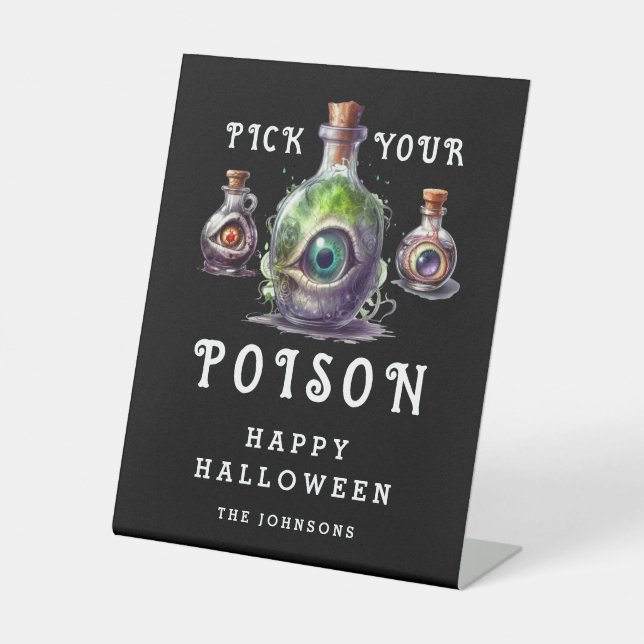 Pick your Poison Halloween Cocktail Party Sockelschild (Vorderseite)