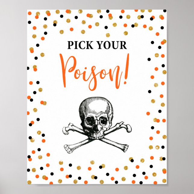 Pick your Poison Halloween-Party Drink Sign Poster (Vorne)