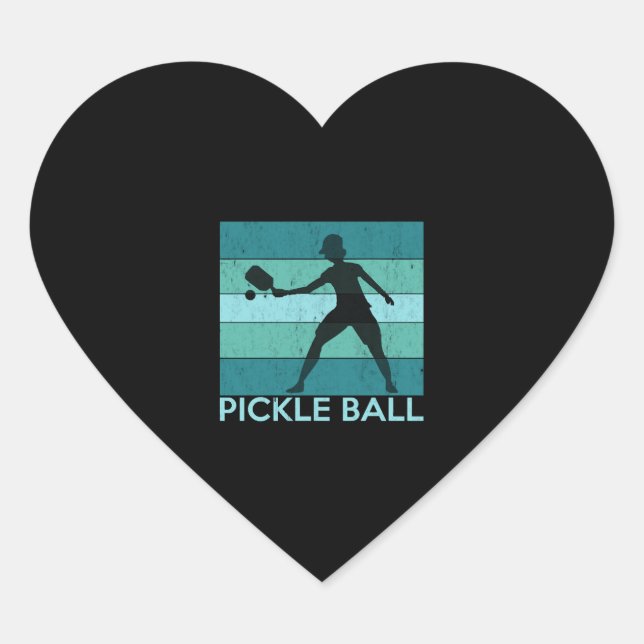 Pickball Vintag Retro Herz-Aufkleber (Vorderseite)