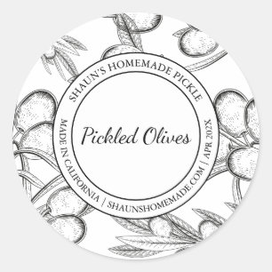 Picked Olive Croquis étiquette moderne
