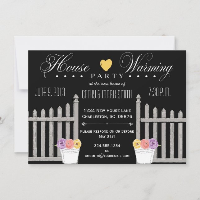 Picket Fence HouseWarming Party Einladung (Vorderseite)
