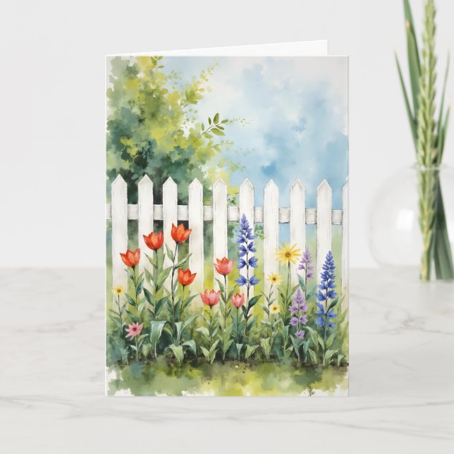 Picket Fence with Flowers Sympathy Karte (Vorderseite)