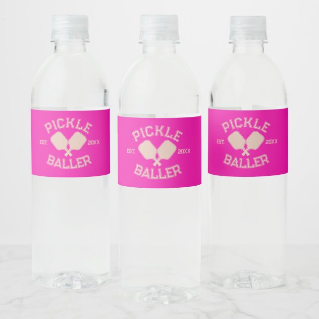 Pickle Baller Pickleball-Kollegialtypografie (Flaschen)