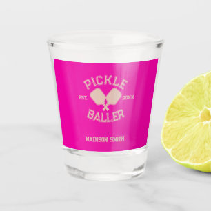 Pickle Baller Pickleball-Kollegialtypografie Schnapsglas