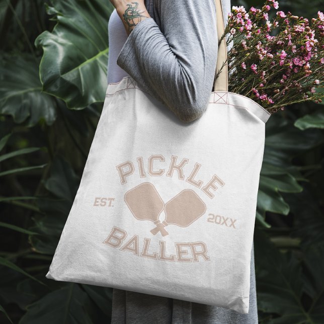 Pickle Baller Pickleball-Kollegialtypografie Tragetasche (Von Creator hochgeladen)