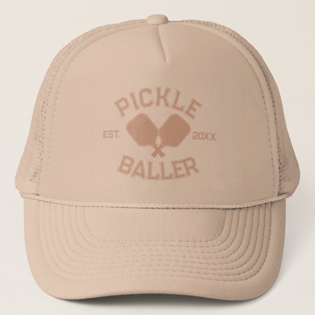 Pickle Baller Pickleball-Kollegialtypografie Truckerkappe (Vorderseite)