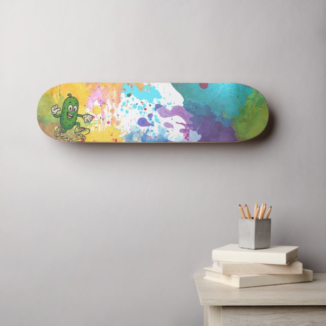 Pickle Cartoon-Farbklecks-Buntes Skateboard (Wandkunst (Horz))