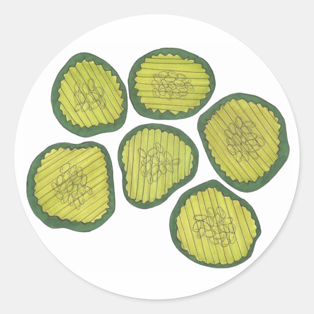 Pickle Chips Green Kosher Dill Pickle Chip Feinsch Runder Aufkleber (Vorderseite)