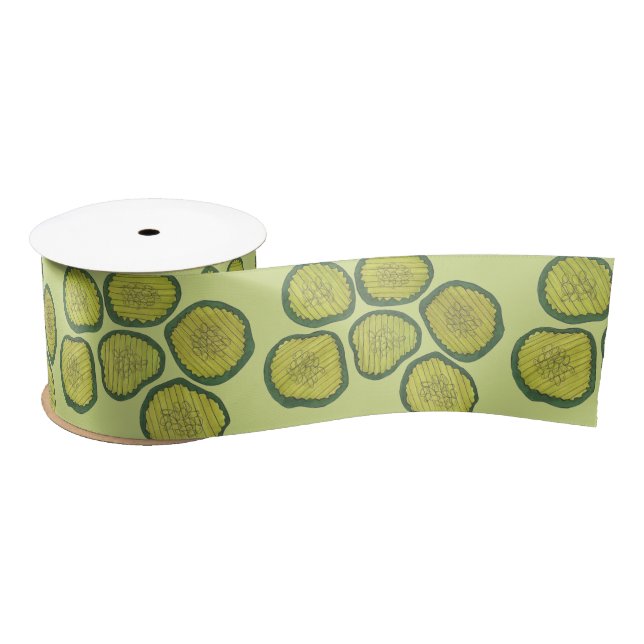 Pickle Chips Green Kosher Dill Pickle Chip Muster Satinband (Spule)