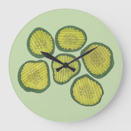 Pickle Chips Sweet Pickles Food Kosher Dill Dekora Große Wanduhr