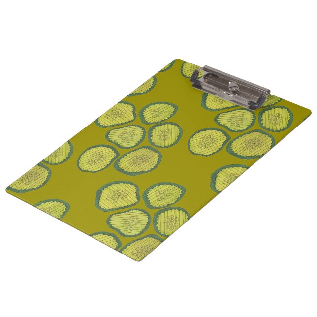 Pickle Chips Sweet Pickles Food Kosher Dill Design Klemmbrett (Schrägansicht)