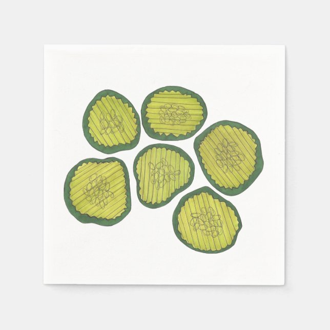 Pickle Chips Sweet Pickles Food Kosher Dill Print Serviette (Vorderseite)