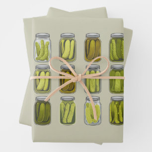 Pickle-Enthusiast Vintage-Dosen-Gurken Glas Weihna Geschenkpapier Set