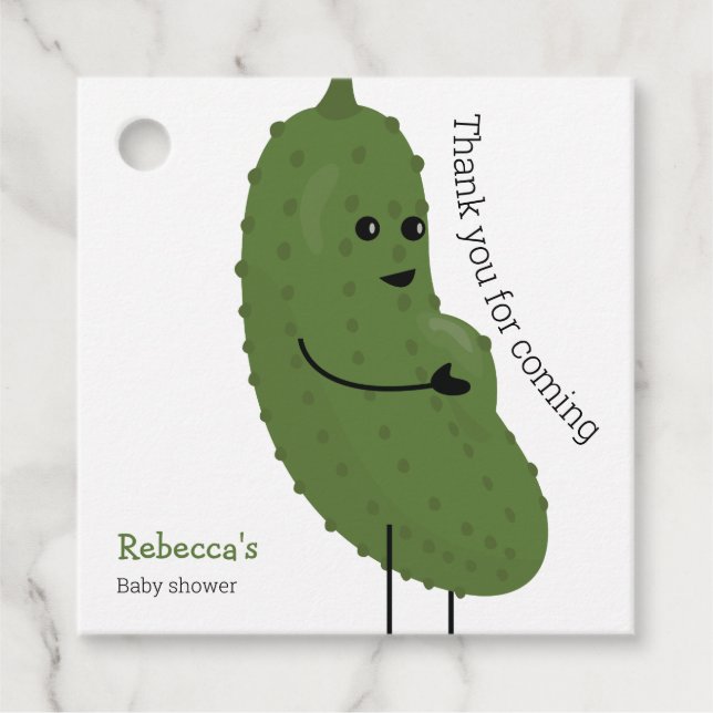 Pickle mir glückliches Baby Dusche Thema Geschenkanhänger (Vorderseite)