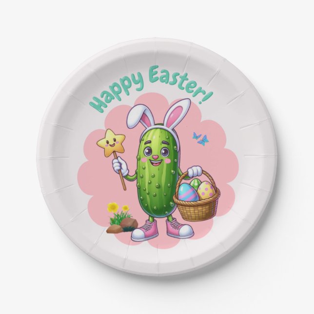 Pickle mit Ostersonnigen Ohren Pappteller (Vorderseite)