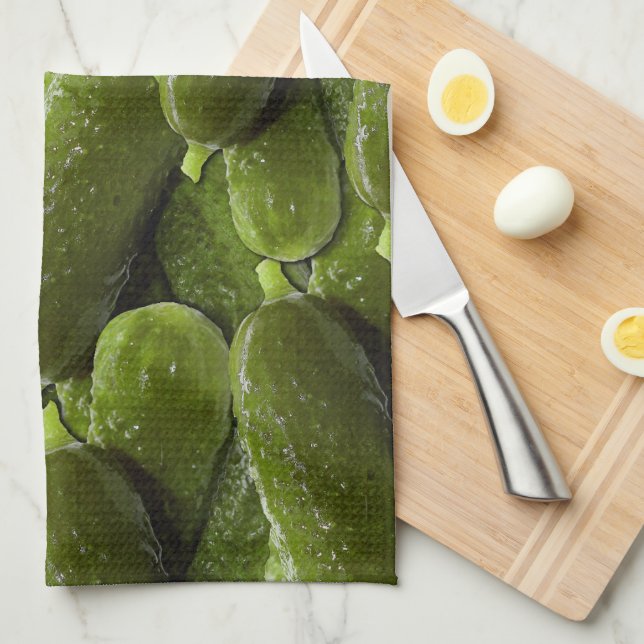 Pickle Muster Fresh Green Cucumber Pickles Geschirrtuch (Viertel Falte)