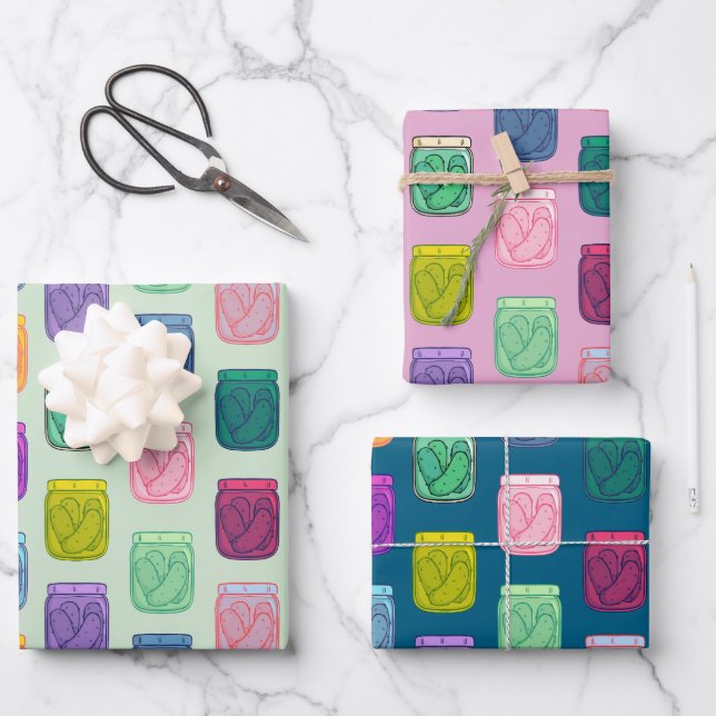 Pickle Party Fun Playful Bold farbenfroher Regenbo Geschenkpapier Set (Vorderseite)