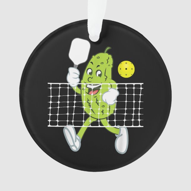 Pickle Playing Pickleball - Funny Pickleball Paddl Ornament (Vorderseite)