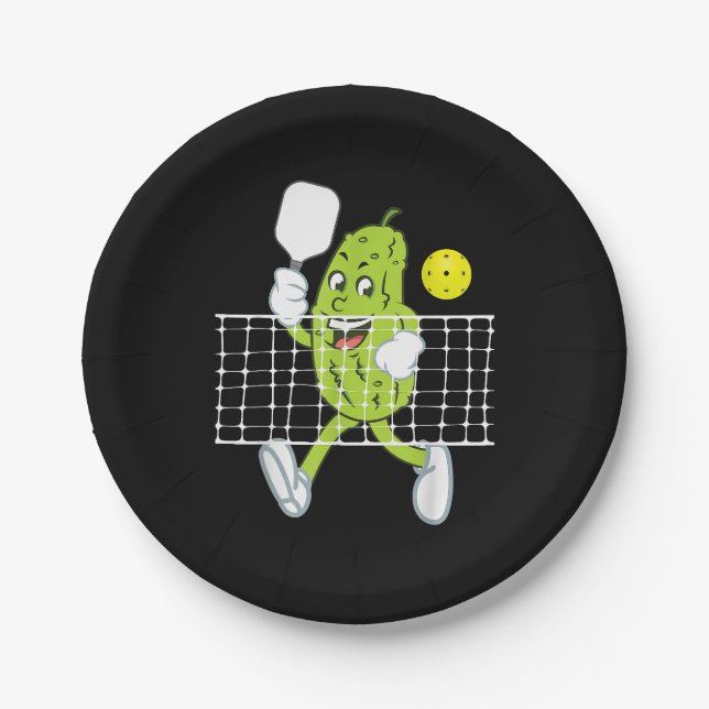 Pickle Playing Pickleball - Funny Pickleball Paddl Pappteller (Vorderseite)