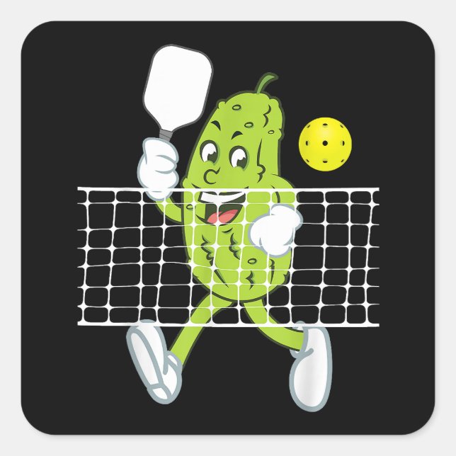 Pickle Playing Pickleball - Funny Pickleball Paddl Quadratischer Aufkleber (Vorderseite)