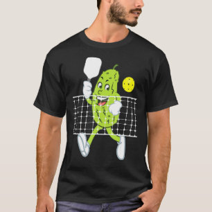 Pickle Playing Pickleball Funny Pickleball Paddle T-Shirt