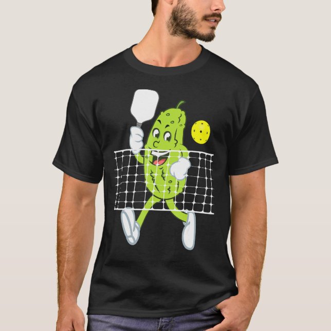 Pickle Playing Pickleball Funny Pickleball Paddle T-Shirt (Vorderseite)