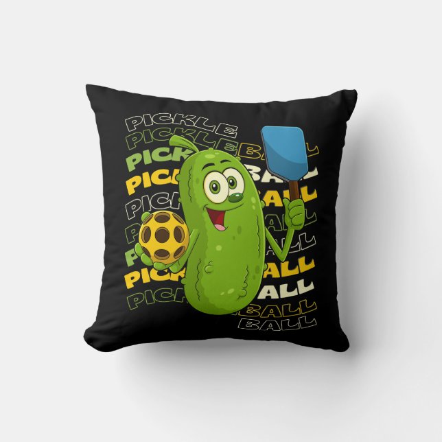 Pickle Power! Niedliche Pickleball-Kinder Kissen (Vorderseite)