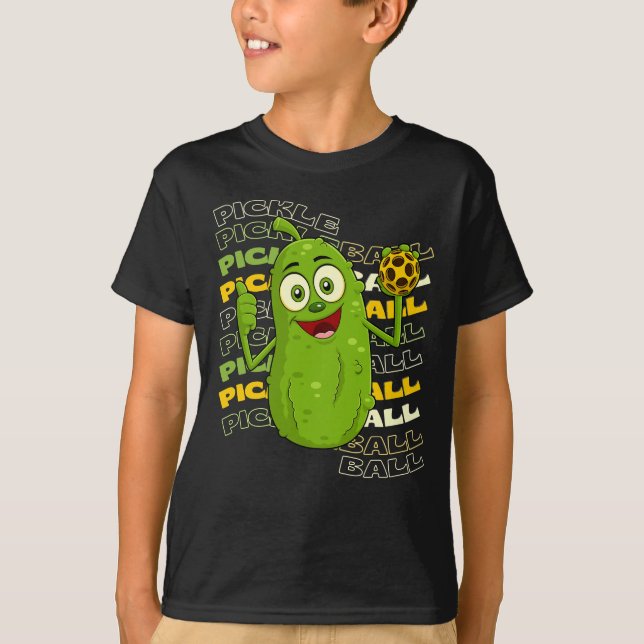 Pickle Power! Niedliche Pickleball-Kinder T-Shirt (Vorderseite)
