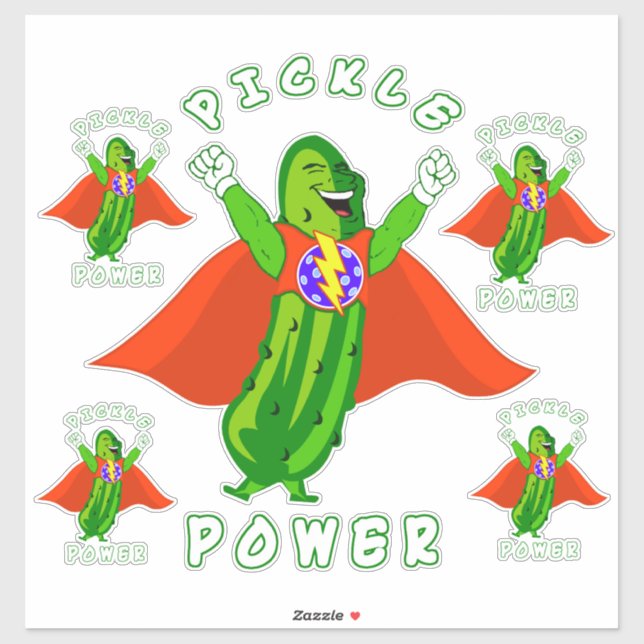 Pickle Power Pickleball Super Hero Aufkleber (Blatt)