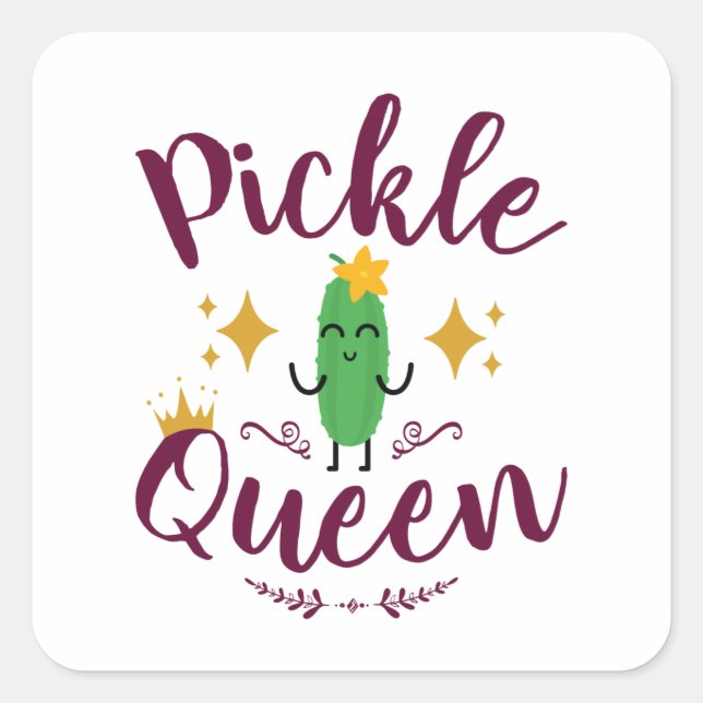 Pickle Queen Pickles Lover Girls Quadratischer Aufkleber (Vorderseite)