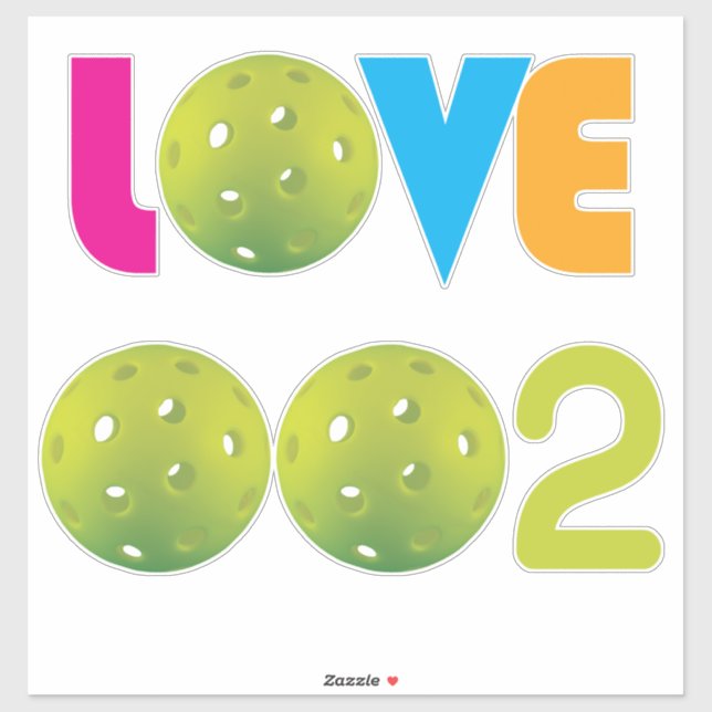 Pickleball 002 vert / amour 2 en 1 autocollant (Feuille)