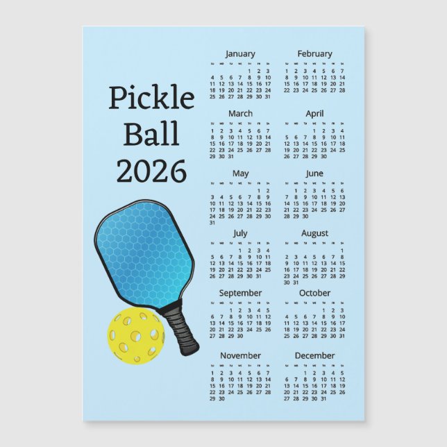Pickleball 2026 Calendar Magneteinladung (Vorderseite)