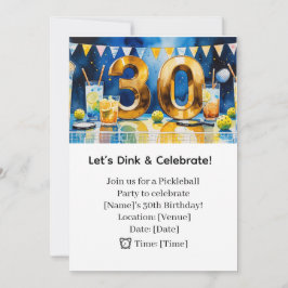 Pickleball 30. Geburtstag Party Einladung