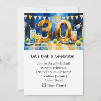 Pickleball 30. Geburtstag Party Einladung