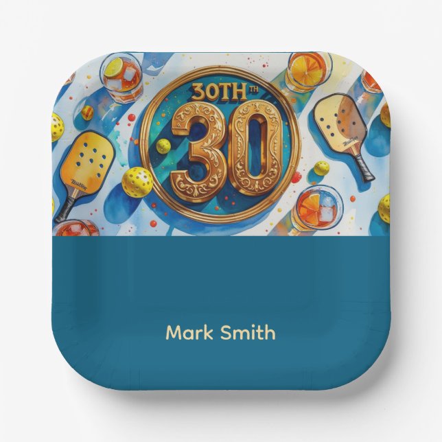 Pickleball 30. Geburtstag Party Pappteller (Vorderseite)