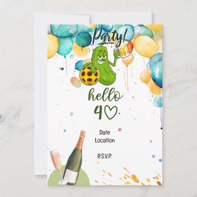 Pickleball 40. Geburtstag Save the Date Einladung (Vorderseite)