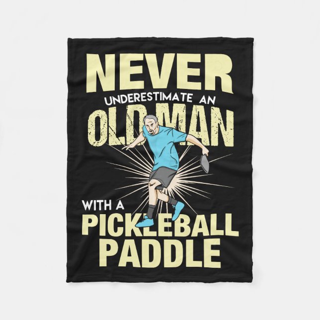 Pickleball - Alter Mann mit Pickleball-Paddel Fleecedecke (Vorderseite)