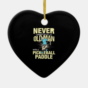 Pickleball - Alter Mann mit Pickleball-Paddel Keramik Ornament