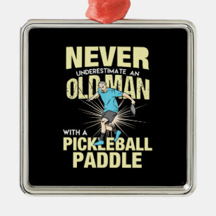 Pickleball - Alter Mann mit Pickleball-Paddel Ornament Aus Metall