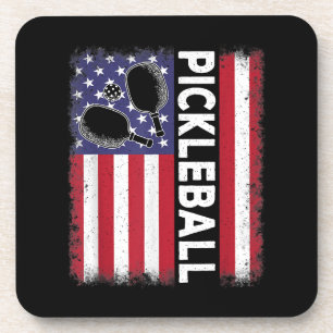 Pickleball American Flag Funny Pickleball Lover Vi Getränkeuntersetzer