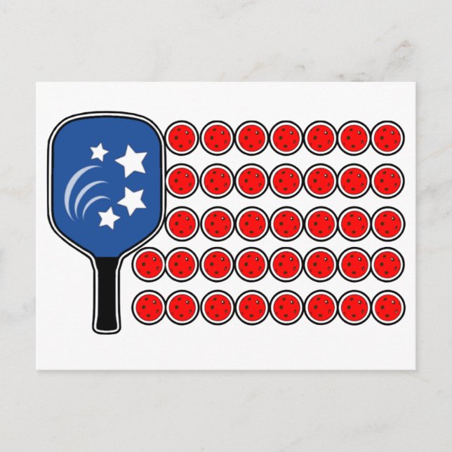 Pickleball American Flag Independence Day Postkarte (Vorderseite)