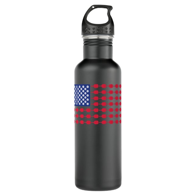 Pickleball American Flag Patriotic 4. Juli 794 Edelstahlflasche (Vorderseite)