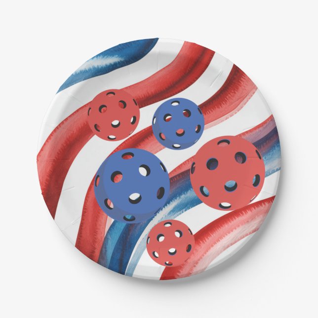 Pickleball  American themed for 4th July  Pappteller (Vorderseite)