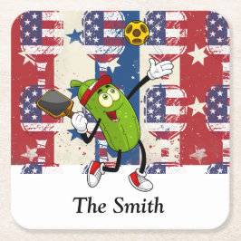 Pickleball American themed für 4. Juli Rechteckiger Pappuntersetzer
