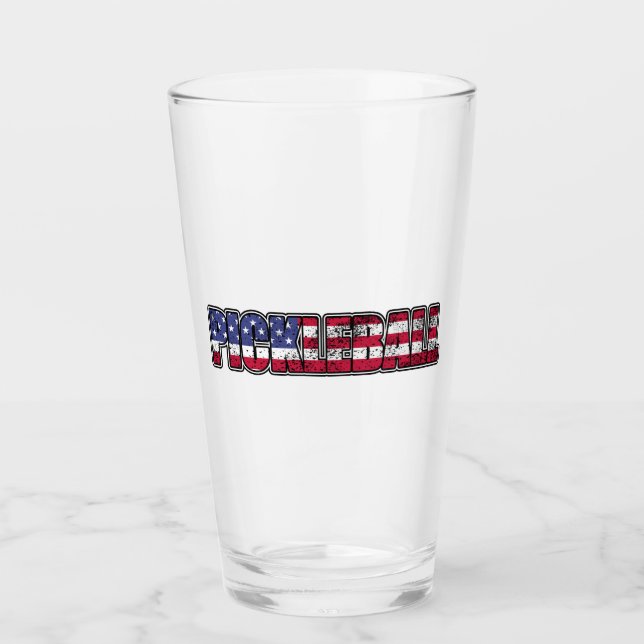 Pickleball Amerikanische Flagge Glas (Vorderseite)