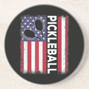 Pickleball Amerikanische Flagge Lustiger Picklebal Getränkeuntersetzer