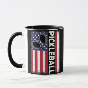 Pickleball Amerikanische Flagge Lustiger Picklebal Tasse