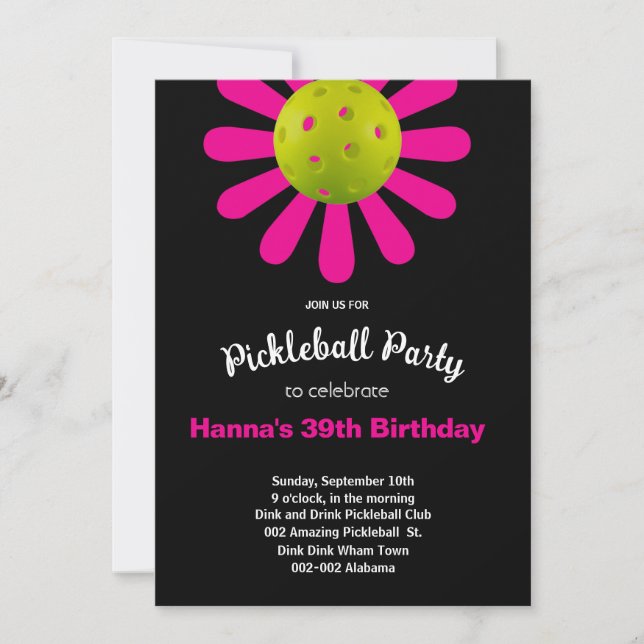 Pickleball Anniversaire Cute invitation + RSVP (Devant)