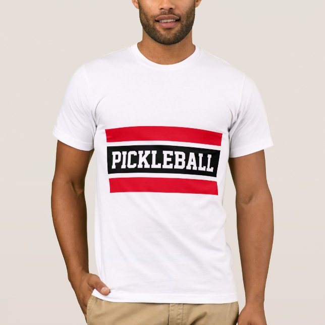 PICKLEBALL Athletic Bold Bright Red Black Stripes T-Shirt (Vorderseite)